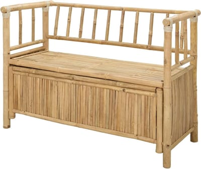 Tuinbank met opbergruimte - Buitenbank Bamboe - Zitplaats en opslag - Verborgen opbergvak - 110 x 47 x 80 cm