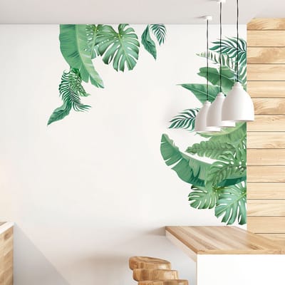 Muurstickers - Tropische bladwaaier - Transparante achtergrond - 80x120cm