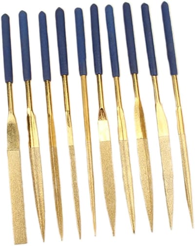 Naaldvijlen Set - Precisie Vijlen - Modelbouw Hobby - Diamant Gecoat - 10 Stuks - Zilverkleurig