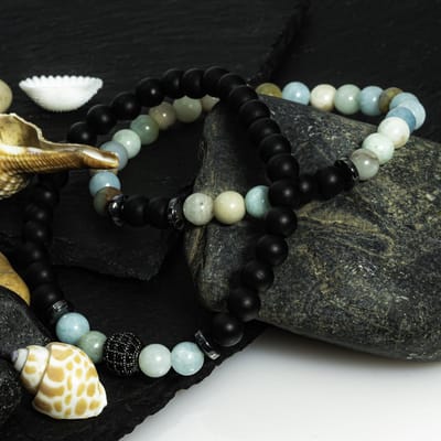 OZ JEWELS Heren Natuursteen Kralen Armbandenset - Trendy en Elegante Set van 2