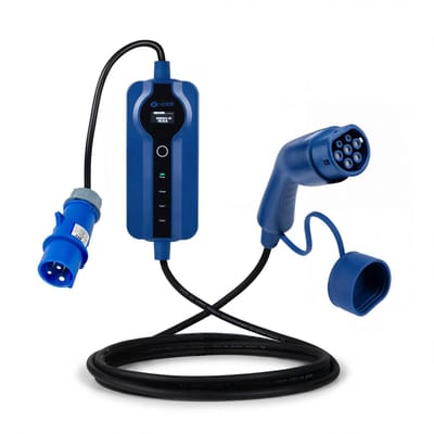 Voldt Laadkabel Type 2 - 16A blauwe CEE-connector | 1 fase | Instelbaar 8A - 16A | 3,7 kW | Laadkabel voor elektrische auto | 5 Meter