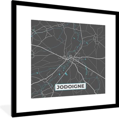 Fotolijst incl. Poster - Stadskaart – Grijs - Kaart – Jodoigne – België – Plattegrond - 40x40 cm - Posterlijst