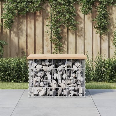 Tuinbank met Schanskorf - Buitenbank Gabion - Creëer Zitruimte - Massief Grenenhout - 63 x 44 x 42 cm