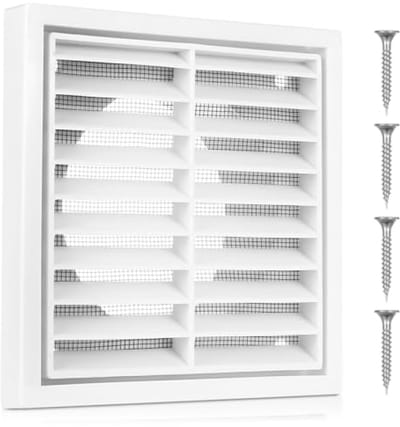 PromoHome Ventilatierooster 150 mm - Kunststof Muurrooster voor Buiten en Binnen - met Gaas en Schoeven - Wit