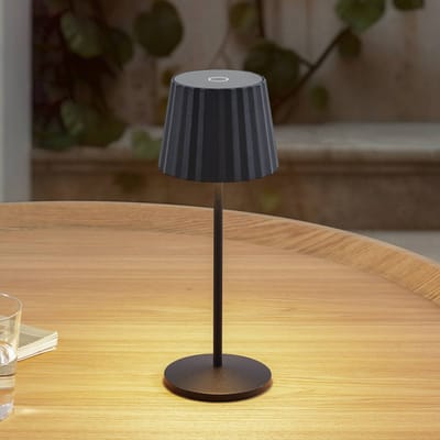 Lindby - Terraslampen- met dimmer - 1licht - Aluminium spuitgietwerk, kunststof - H: 28.5 cm - zwart - Inclusief lichtbron