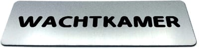Deurbordje RVS-Look met tekst wachtkamer - Ronde letter - Formaat 150 mm x 50 mm x 1,6 mm - Zelfklevend | Geborstelde RVS-look toplaag | Gratis Verzending | Decoporta