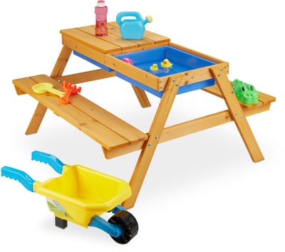picknicktafel kinderen hout - 2 in 1 - 49x90x85 cm - zand en watertafel - tuin