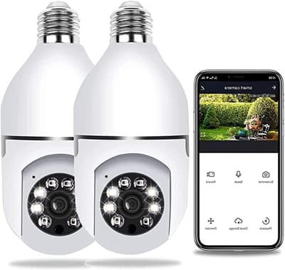 Beveiligingscamera Gloeilamp - Dome Camera Wifi - Huisbeveiliging - Nachtzicht Kleurmodus - 1080p Resolutie - Wit
