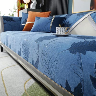 Europese Jacquard Chenille Stof Bankkussen Antislip Vier Seizoenen Universeel Borduurwerk Bankovertrek Handdoek L-vormige Bankovertrek 30x50cm pillowcase donkerblauwe kleur