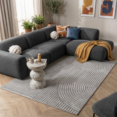 Flycarpets Eliora Vloerkleed Modern Japandi - Grijs - Laagpolig Tapijt Woonkamer - 120x170 cm