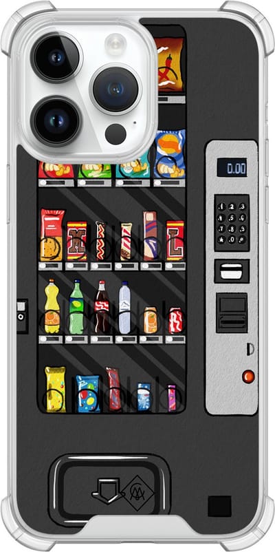 Casimoda® hoesje - Geschikt voor iPhone 14 Pro Max - Snoepautomaat - Shockproof case - Extra sterk - TPU/polycarbonaat - Zwart, Transparant