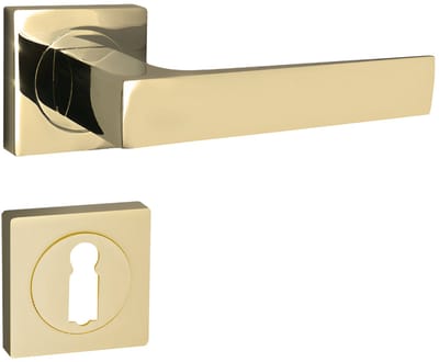 Domino® Deurkrukgarnituur QUADRADO-QR - Messing - BB- gladde sleutel met Rozette - Deurbeslag van aluminium - Deurklink voor kamerdeur, kantoordeur, kelderdeur en binnendeur