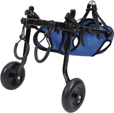 Hondenrolstoel - Hondenbuggy - Mobiliteit verbeteren - Lichtgewicht aluminium frame - Voor kleine honden - Zilver