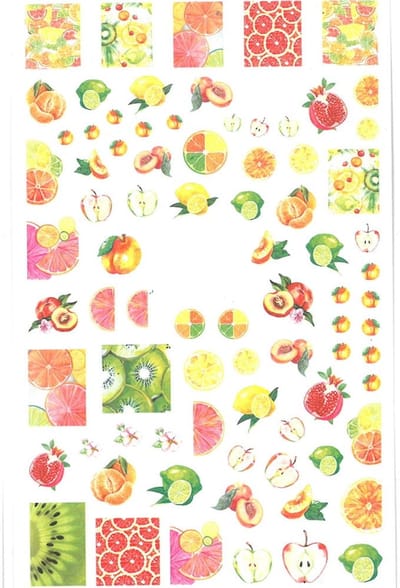 Allepaznokcie Miss Colour - Dunne Zelfklevende Nagelstickers - F644 - Vruchten Thema - Transparante Folie