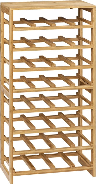 5Five Wijnrek/flessenrek - 8 lagen - bamboe hout - 32 flessen - 45 x 24 x 89 cm