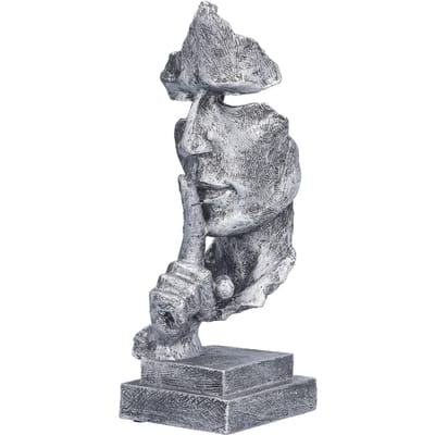 Statue Gardez le Silence Apparence Intéressante Unique Fabrication Fine Statue de Penseur Vive et Belle gray