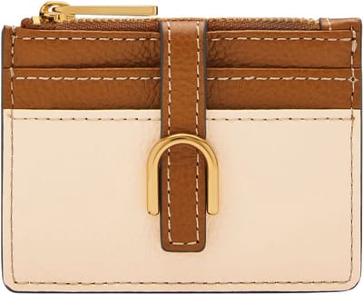 FOSSIL Kaarthouder Vada Zip Card Case Bone / Brown Crème