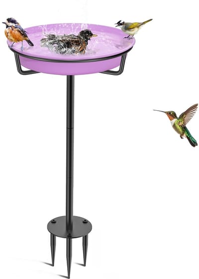 Jhubersproducts - Vogeldrinkbak - Vogelbad voor wildvogels - Vorstbestendig en winterbestendig - Lila - Voederbak voor vogels - Tuinaccessoire voor bu