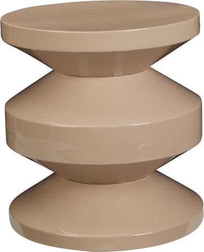 In & Out Deco Bijzettafel - Metaal - Organisch - Zig-Zag - Mokka - Hoog 33 cm - Rond 31 cm