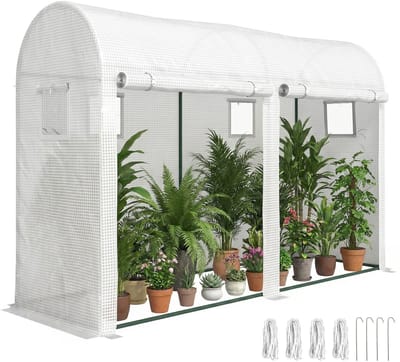 Outsunny Greenhouse-Stahl, PE-Kunststoff-300L x 100B x 200H cm-Weiß