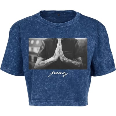 Mister Tee - Pray Crop top - XS - Blauw/Wit