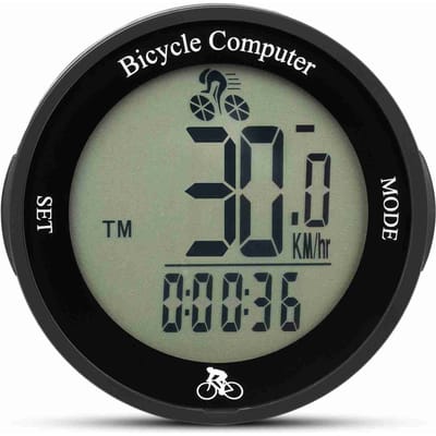 Fietscomputer LED-achtergrondverlichting Multifunctioneel Rond Draadloze Fietscomputer Fietskilometerteller White background & Black digital