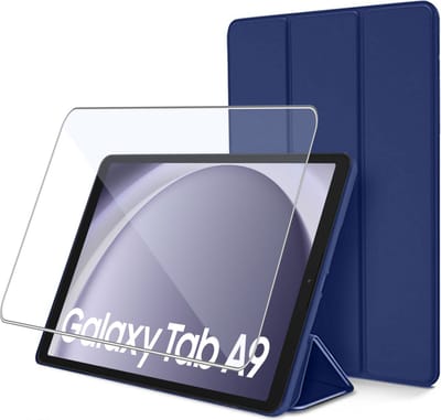 Tablet Hoes + Screenprotector geschikt voor Samsung Galaxy Tab A9 / Tab A11 – Tempered Glass - Extreme Shock - Blauw