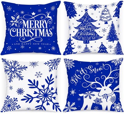 Dailygoods- Kerstkussenslopen set van 4 - 100% Satijn - 45 x 45 cm - Decoratief - Kindvriendelijk - Machinewasbaar - Hoge kwaliteit - Kussensloop