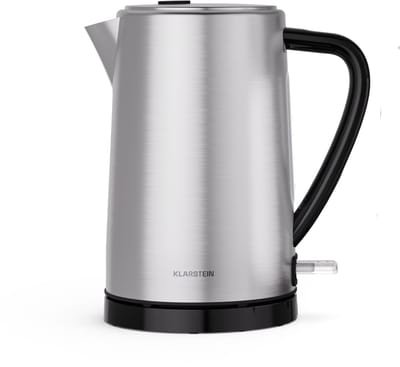 Klarstein Verosteel waterkoker 1,7 L - Elektrische, rvs waterkoker 2200 W, modern design, kalkfilter, 360° basis, automatische uitschakeling