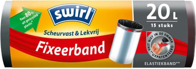 Swirl® Pedaalemmerzakken met elastische fixeerband 20ltr - ♻️ 80 % gerecycled materiaal - 3 rollen van 15 stuks