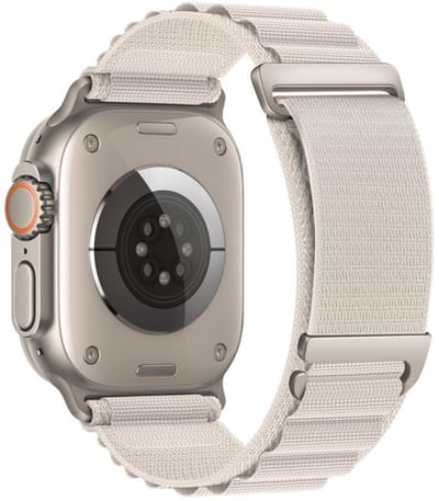 Nylon bandje - geschikt voor Apple Watch 1/2/3/4/5/6/7/8/9/SE (2) met maat 38 mm / 40 mm / 41 mm en Watch 10 (42 mm) - loop bandje met dubbele gesp - starlight