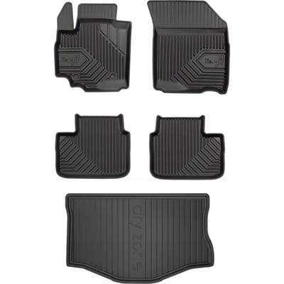 Frogum Voordeelset - Premium Automatenset No.77 + Dry Zone Kofferbakmat - Geschikt voor Suzuki Swift Hatchback (2004-2010) - 5-deurs - TPE Rubber - Zwart