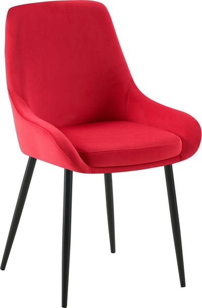 CLP Elmira Eetkamerstoel - Klassiek - Met rugleuning - Met armleuning - Met rugleuning - Velvet - zwart/rood