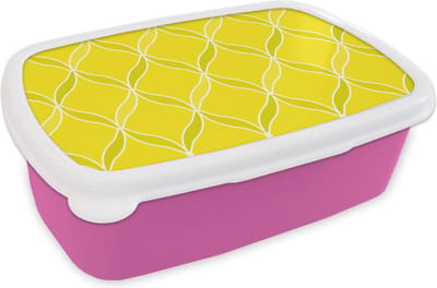 Broodtrommel Roze - Lunchbox - Brooddoos - Citroen - Patronen - Contour - Fruit - 18x12x6 cm - Kinderen - Meisje