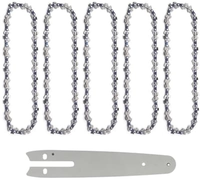 SnelShoppen - 5pcs Mini Chainsaw 6 Inch Ketting met 6 Inch Kettingzaag Gidsbalk Vervangende Zaagketting voor Handheld Mini Chainsaws, Duurzaam Mangane