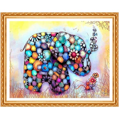 Perceuse ronde en diamant en résine, Kit complet de broderie d'images d'éléphant de dessin animé, cadeau pour enfants, bricolage, passe-temps 20X30CM