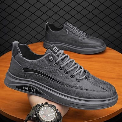 Lente Herenschoenen Nieuwe Ademende Waterdichte Antislip Schoenen voor Heren Trendy en Veelzijdige Zwarte Leren Schoenen Casual Sportschoenen 44 gray