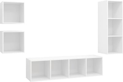 vidaXL - 4-delige - Tv-meubelset - bewerkt - hout - wit
