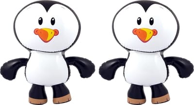 Opblaasbare dieren - 4x - Pinguin - wit/zwart - 56 cm - pvc kunststof - decoratie zuidpool/kerst