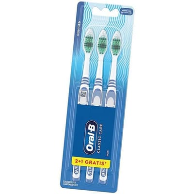 Tandenborstels - Oral-B - Classic Care - Pak van 3 - Medium Borstelharen - Willekeurige Kleuren