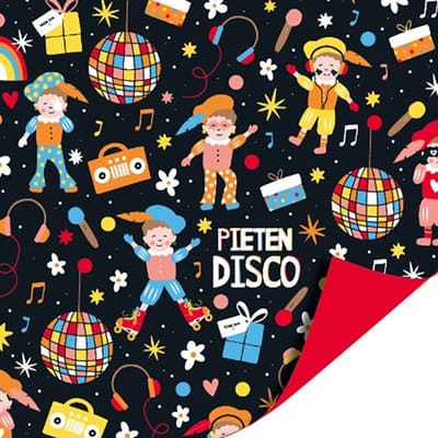Het Inpakhuis - Inpakpapier - Cadeaupapier - Kadopapier - Pietendisco - 50cm x 3m - Rol inpakpapier - Piet - 5 December - Pakjesavond - Sinterklaas