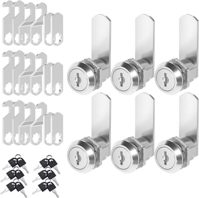 6 stuks brievenbussloten 20 mm met 4 verschillende slotplaten, kastslot met sleutel voor brievenbus en meubelsloten