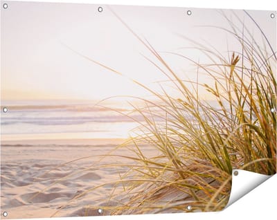 Gards Tuinposter Strand en Duinen tijdens Zonsondergang - 120x80 cm - Tuindoek - Tuindecoratie - Wanddecoratie buiten - Tuinschilderij