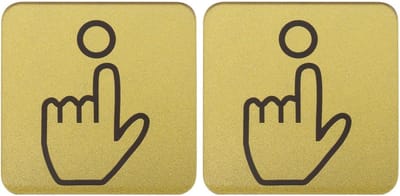 Allecto Plus - 2-pack Acryl Deurbel Teken Zelfklevend Sticker Waterdicht Goudkleurig - Thuiskantoor Accessoires 6x6x0.25cm