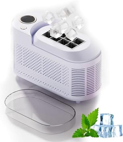 Draagbare ijsmachine - Snelle ijsmaker - Drankjes Koelen - 8 ijsblokjes per 10 min - 120W - Zilver