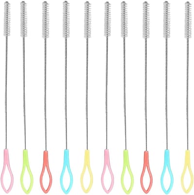SnelShoppen - 10 Stuks RVS Syrup Brushes - Hoogwaardige Rietjesborstels - Perfect voor Schoonmaken van Rietjes, Testbuizen en Kleine Openingen - Duurz