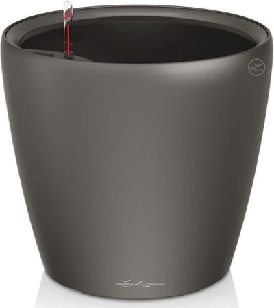 LECHUZA CLASSICO PREMIUM LS 28 - Plantenbak - met uitneembare binnenbak - met bewateringssysteem - ALL-IN-ONE set met LECHUZA-PON - antraciet metallic