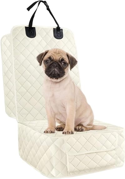 Autostoelhoes huisdier auto voorstoelhoes honden waterdicht beige-wit