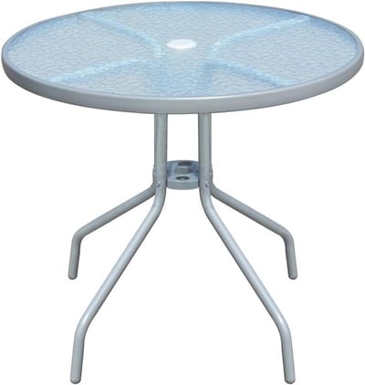 Ronde Tuintafel - Buitenmeubel - Genieten Buiten - Parasolgaten - 80 x 71 cm - Grijs