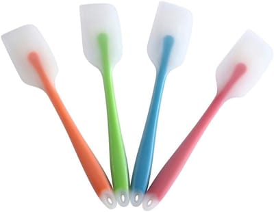 Famanu – 4-delige siliconen spatelset met kleurrijk design, flexibel en hittebestendig keukengerei
